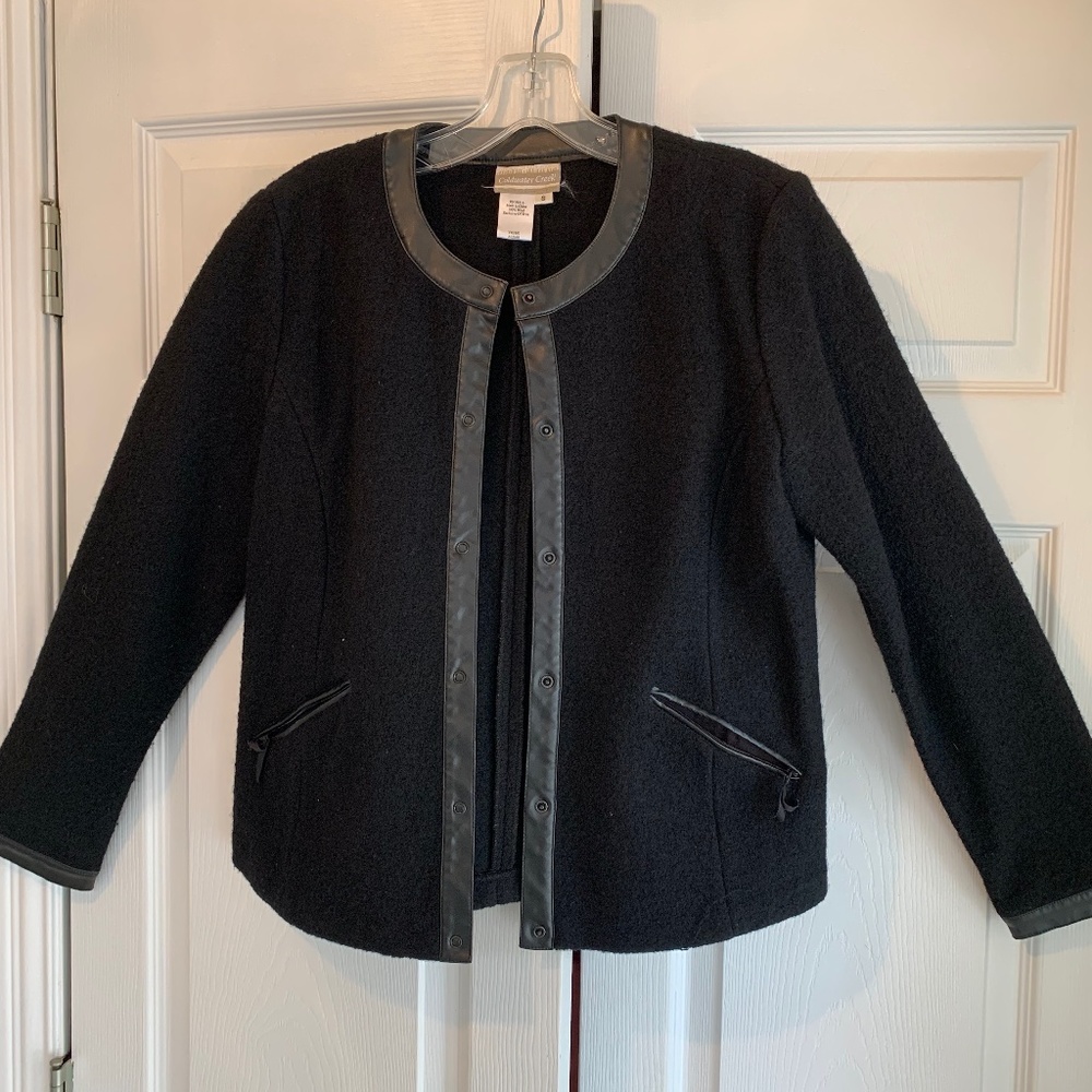 Wool Jacket with leather trim - Picture 1 of 5